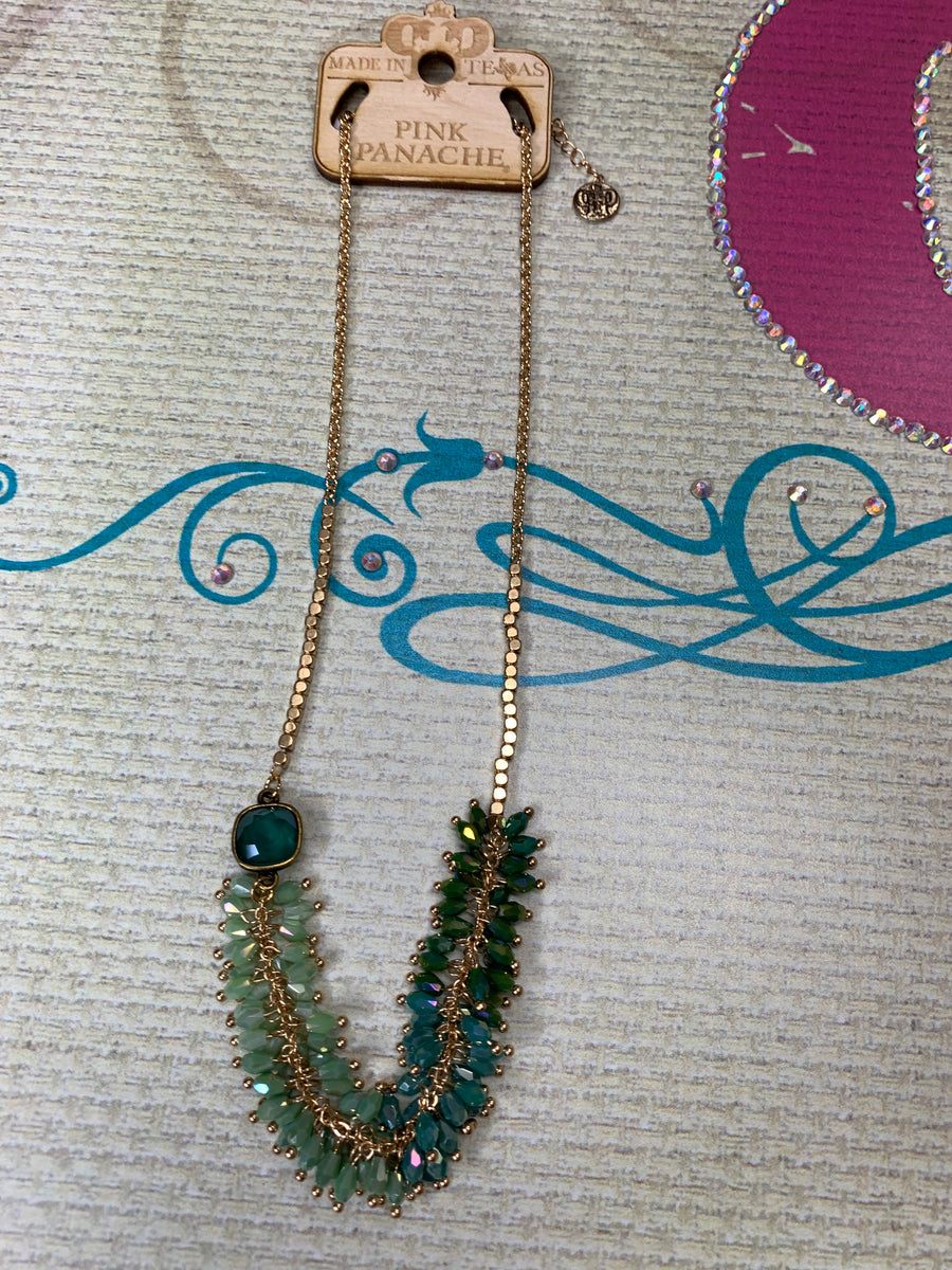 On Vacay Time Pink Panache Beaded Crystal Necklace - Green Mix – Style Babes