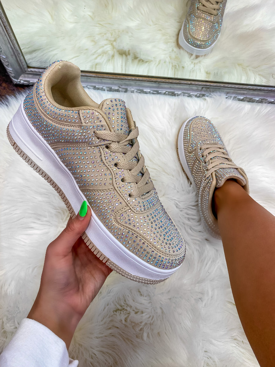 Soar High Bling Sneakers - Champagne – Style Babes