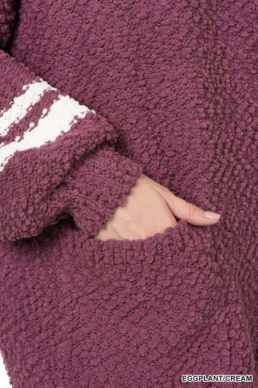 Brandy Hooded Front Pocket Popcorn Sweater – Style Babes