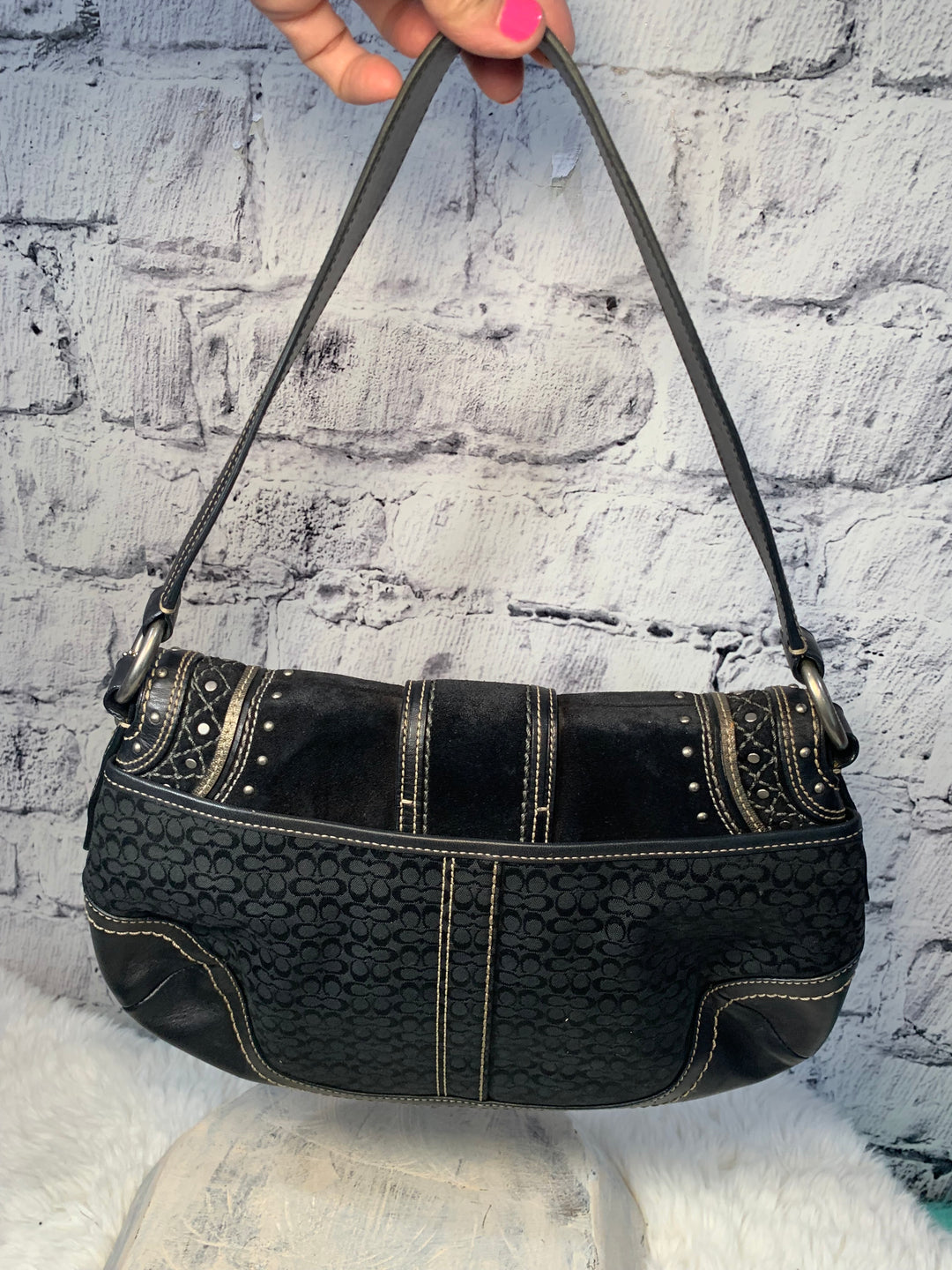 Pre Owned Coach F11517 Vintage Soho Signature C Canvas & Patchwork