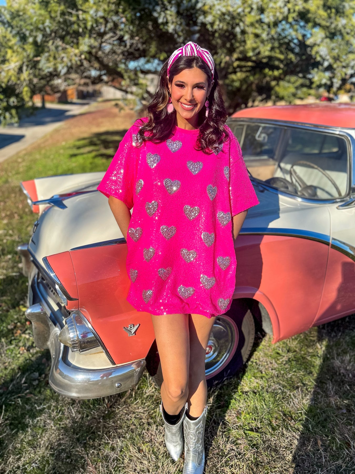 pink sequin heart dress Lover Heart Sequin T Dress
