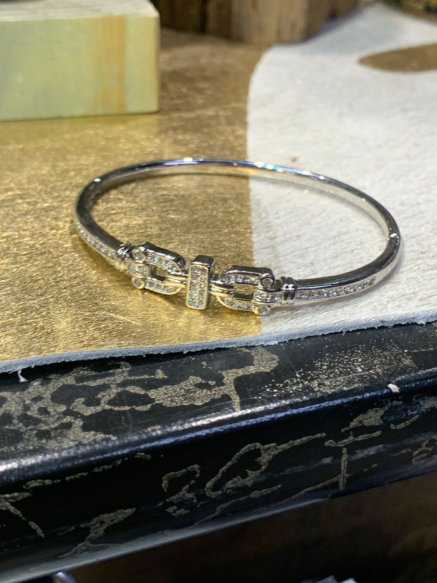 CZ Horse Bit Bangle - Silver – Style Babes