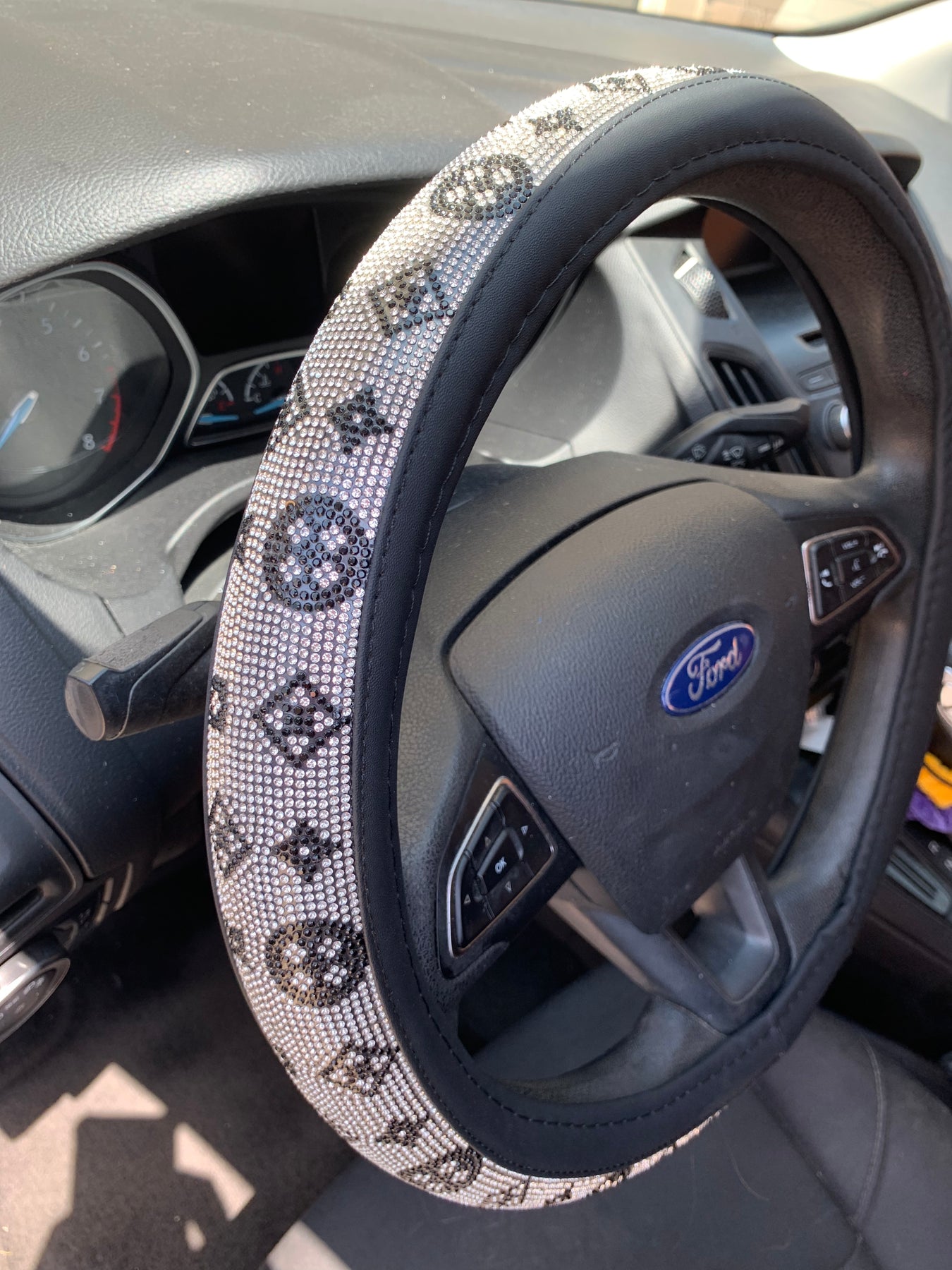 black lv steering wheel cover