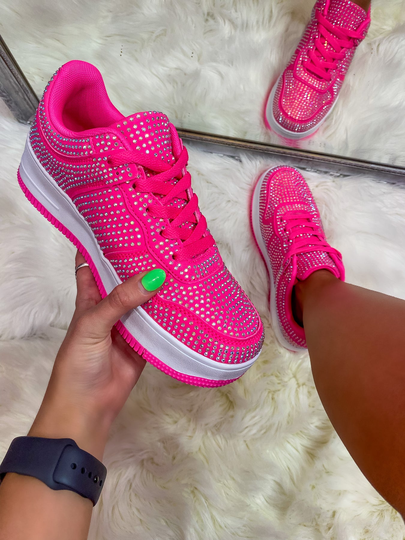 Soar High Bling Sneakers Hot Pink - Main Image