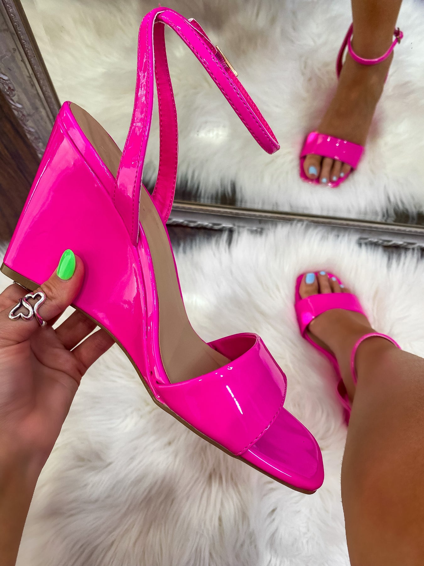 Barbie Girl Open Toe Wedges - Hot Pink – Style Babes